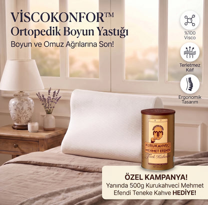 VİSCOKONFOR™ Ortopedik Boyun Yastığı | %100 Visco Boyun Fıtığı ve Destek Yastığı