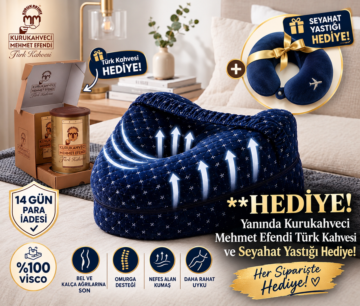 VİSCOKONFOR™ Ortopedik Omurga Hizalama Yastığı